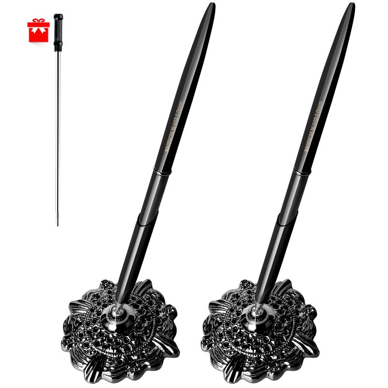 RUTICH Replacement Wedding Signing Pen Guest Book Pen for Wedding Bridal Engagement Valentine's Day Signing Pen Holder, Black 2 Pcs - Image 1